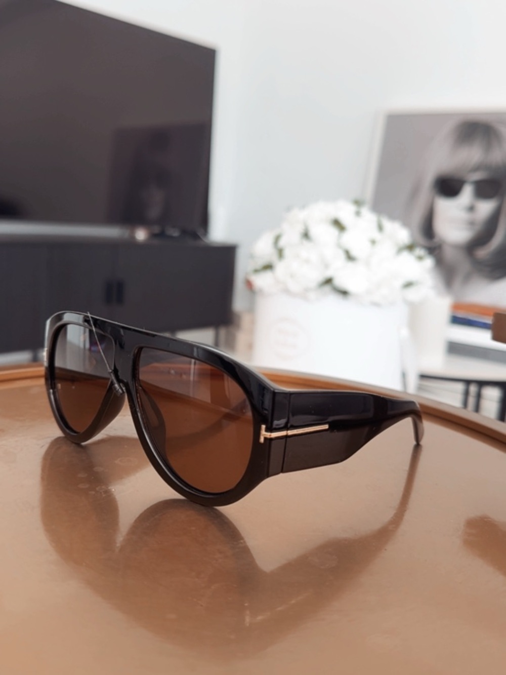 Black Sunglasses with Brown Lenses